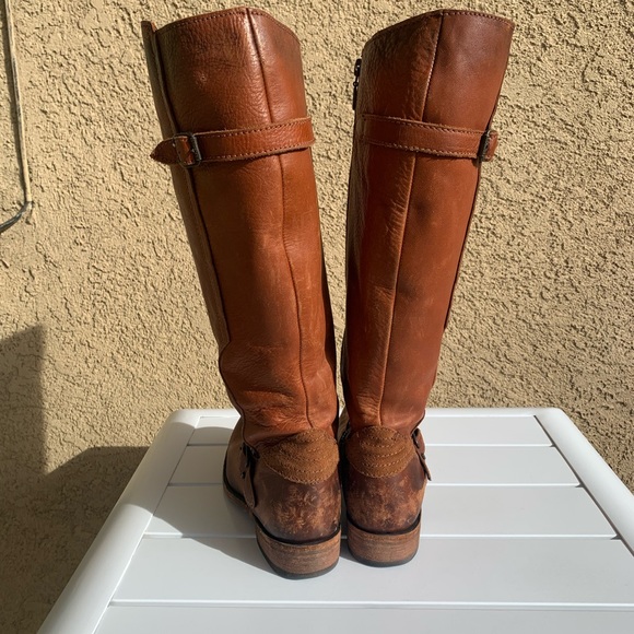 Liberty Black brown distressed all leather tall boots size 6 - Picture 3 of 16